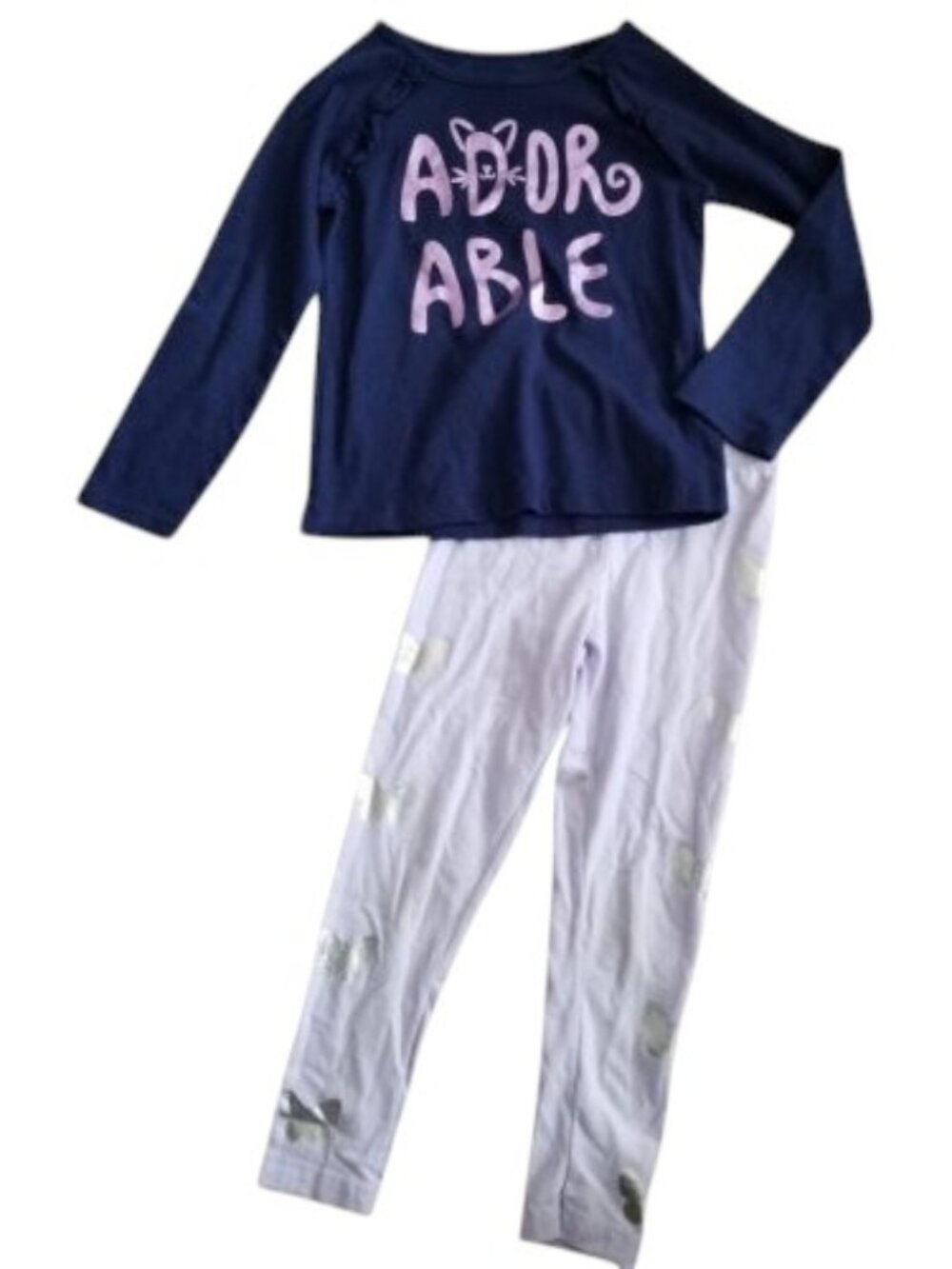 GARANIMALS 365 KIDS Navy and Lilac Leggings Pant Set Girls Size 4